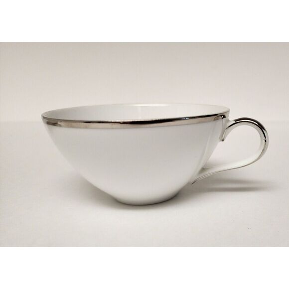 Harmony House Moderne Modern White Tea/Coffee Cup Set Silver Trim Japan 3545 - Picture 5 of 5